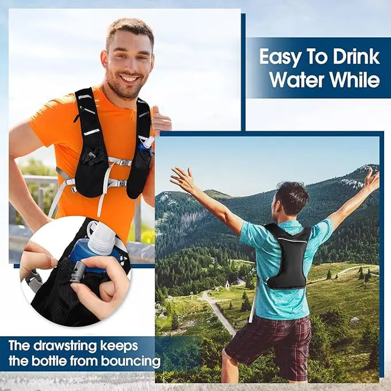 Hydration Vest Backpack for Men and Women - Breathable Mesh and Neoprene Design with 7 Pockets, Adjustable Fit, and Reflective Features for Hiking, Cycling, and Outdoor Activities