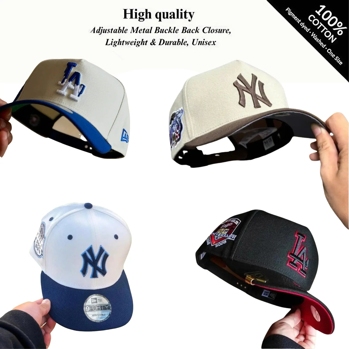 Premium MLB Fitted Caps for NY & LA – Stylish Flat Peak Design in Vibrant Colors, Ideal for Streetwear and Sports Enthusiasts