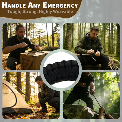 5-in-1 Multifunctional Disposable Paracord Bracelet - Fire Starter, Whistle, Compass, Mini Saw - Essential Outdoor Survival Gear for Hiking and Bushcraft Camping
