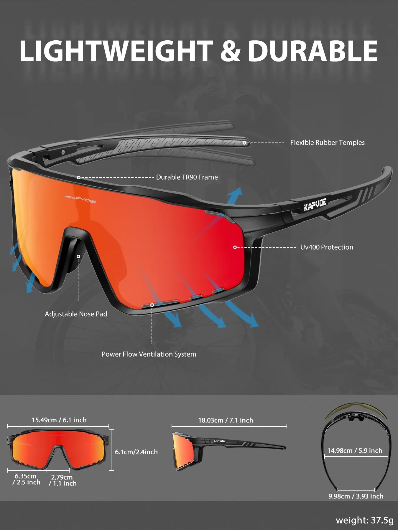KAPVOE Fashion Sports Eyewear for Outdoor Activities – Unisex Cycling and Hiking Glasses