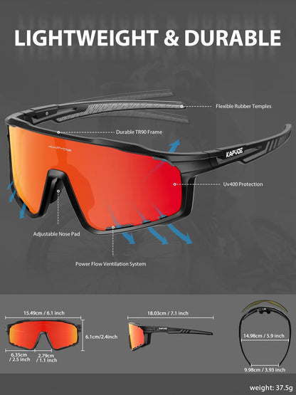 KAPVOE Fashion Sports Eyewear for Outdoor Activities – Unisex Cycling and Hiking Glasses