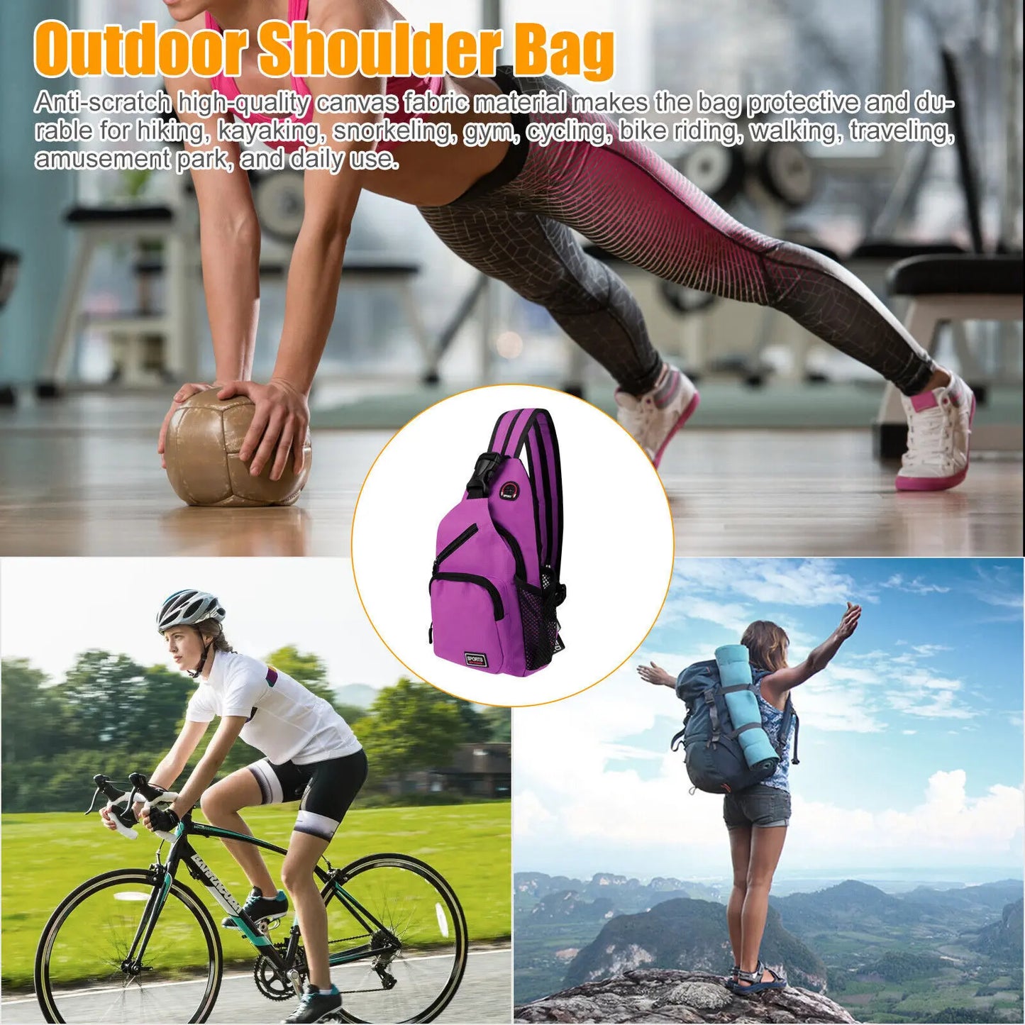 Waterproof Crossbody Chest Pack Sling Backpack for Travel - Unisex Black