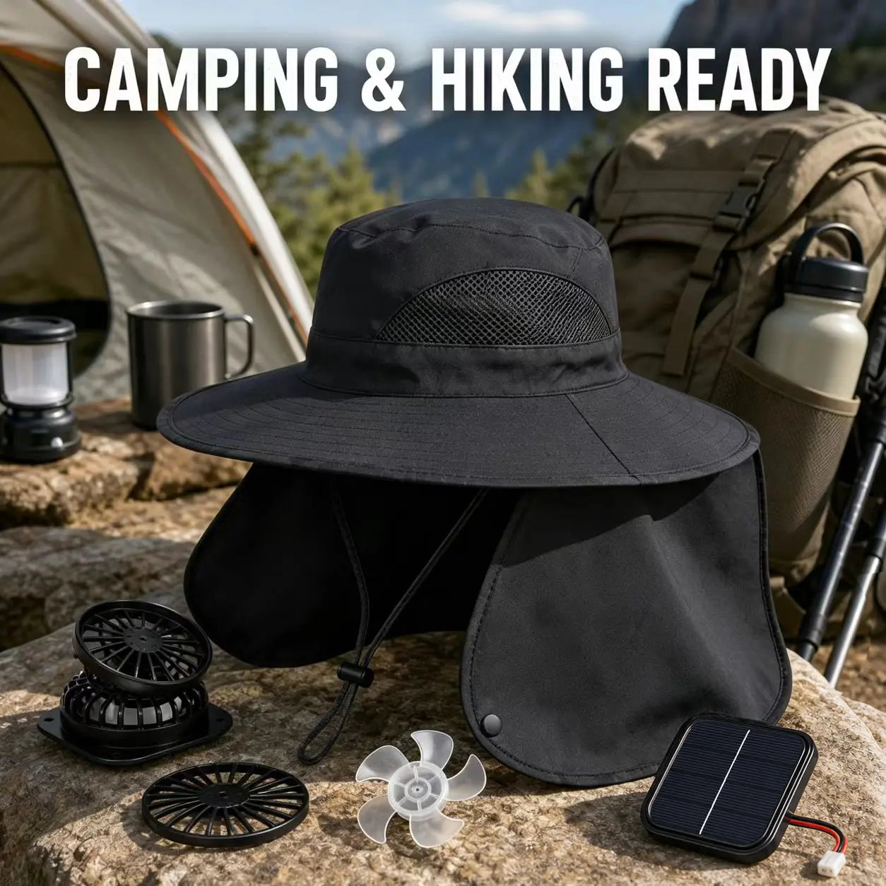 Modular Solar-Powered Cooling Hat with Built-In Rechargeable Fan - Lightweight Waterproof Sunshade Cap for Outdoor Activities and Sports Events
