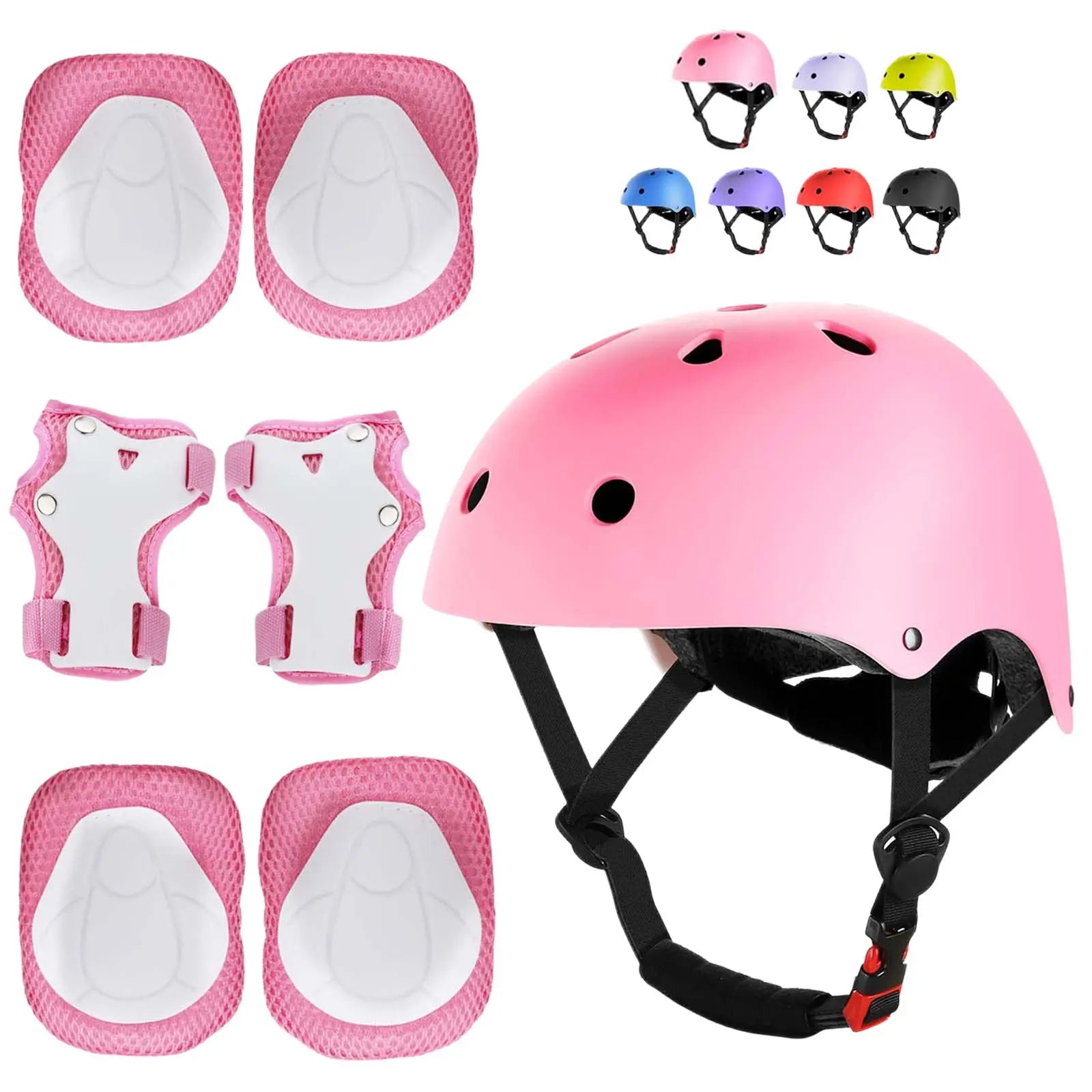 7-Piece Youth Protective Gear Set - Adjustable Helmet with Knee, Elbow, and Wrist Pads for Skateboarding, Biking, and Scootering (Ages 6-12)
