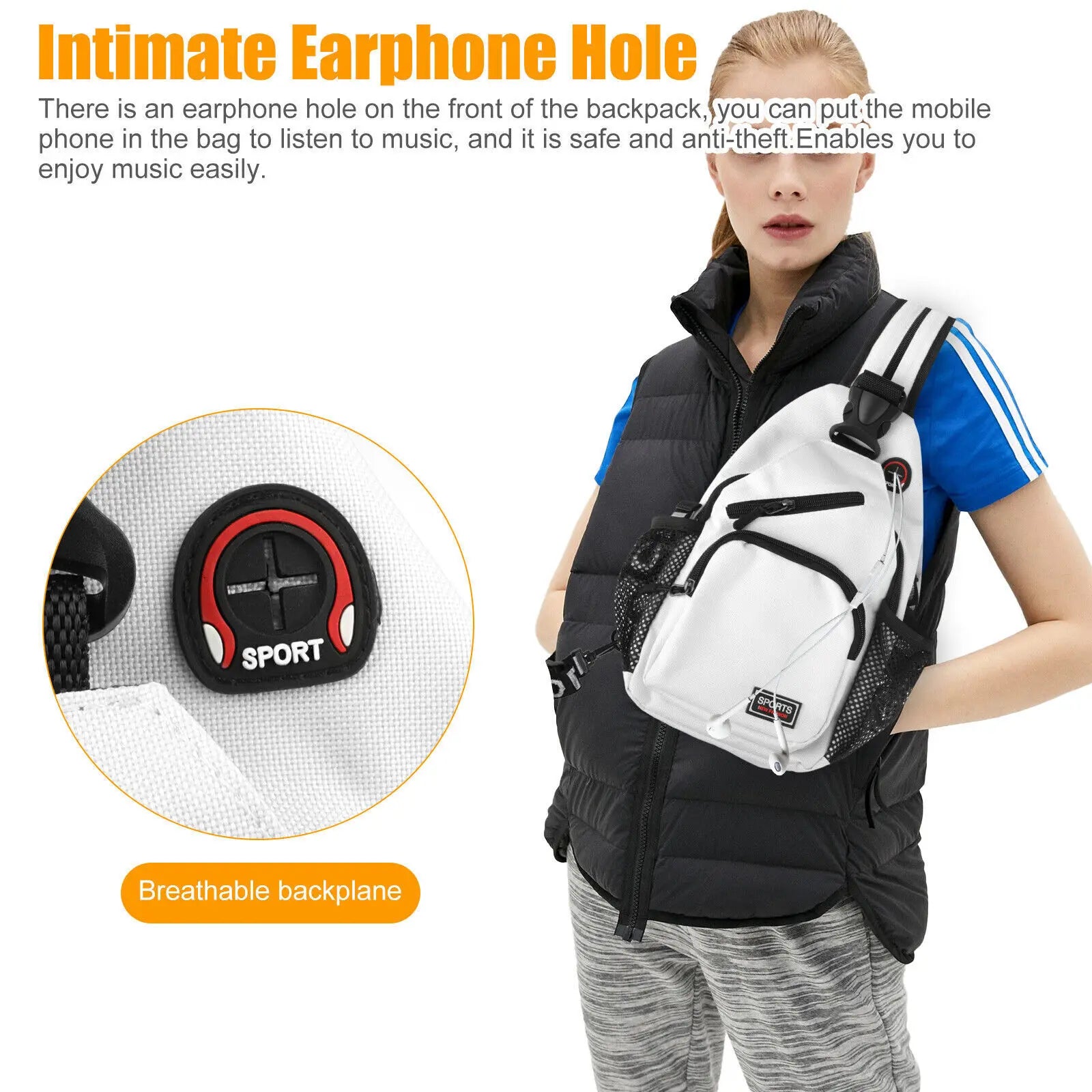 Waterproof Crossbody Chest Pack Sling Backpack for Travel - Unisex Black