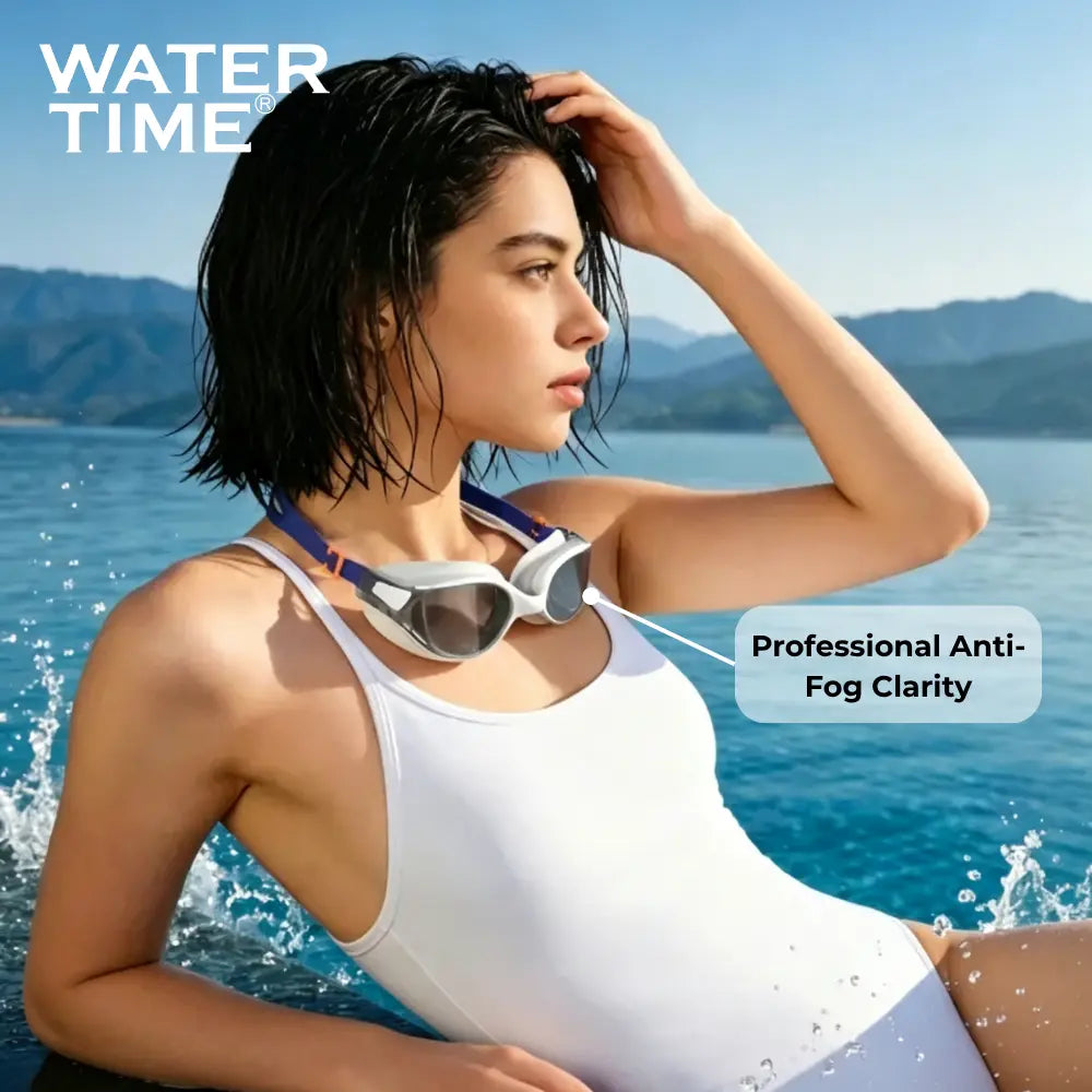 WATERTIME Wide View Adult Swim Goggles with Anti-Fog Technology, Soft Silicone Seal, and Adjustable Strap