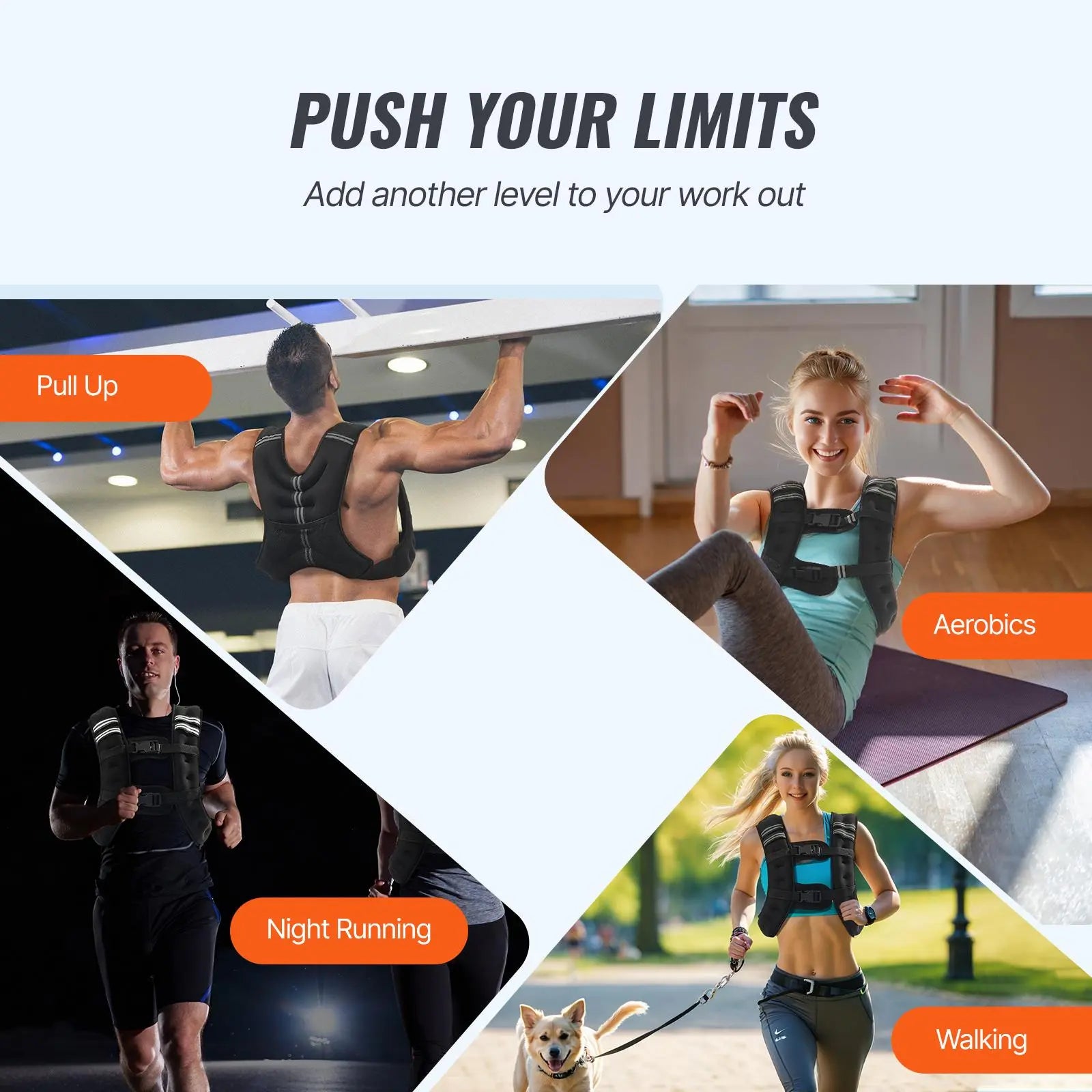 Vevor 12 lbs Weighted Vest with Reflective Stripe - Adjustable Body Weight Vest for Men and Women, Ideal for Strength Training, Running, Jogging, and Fitness Enhancement