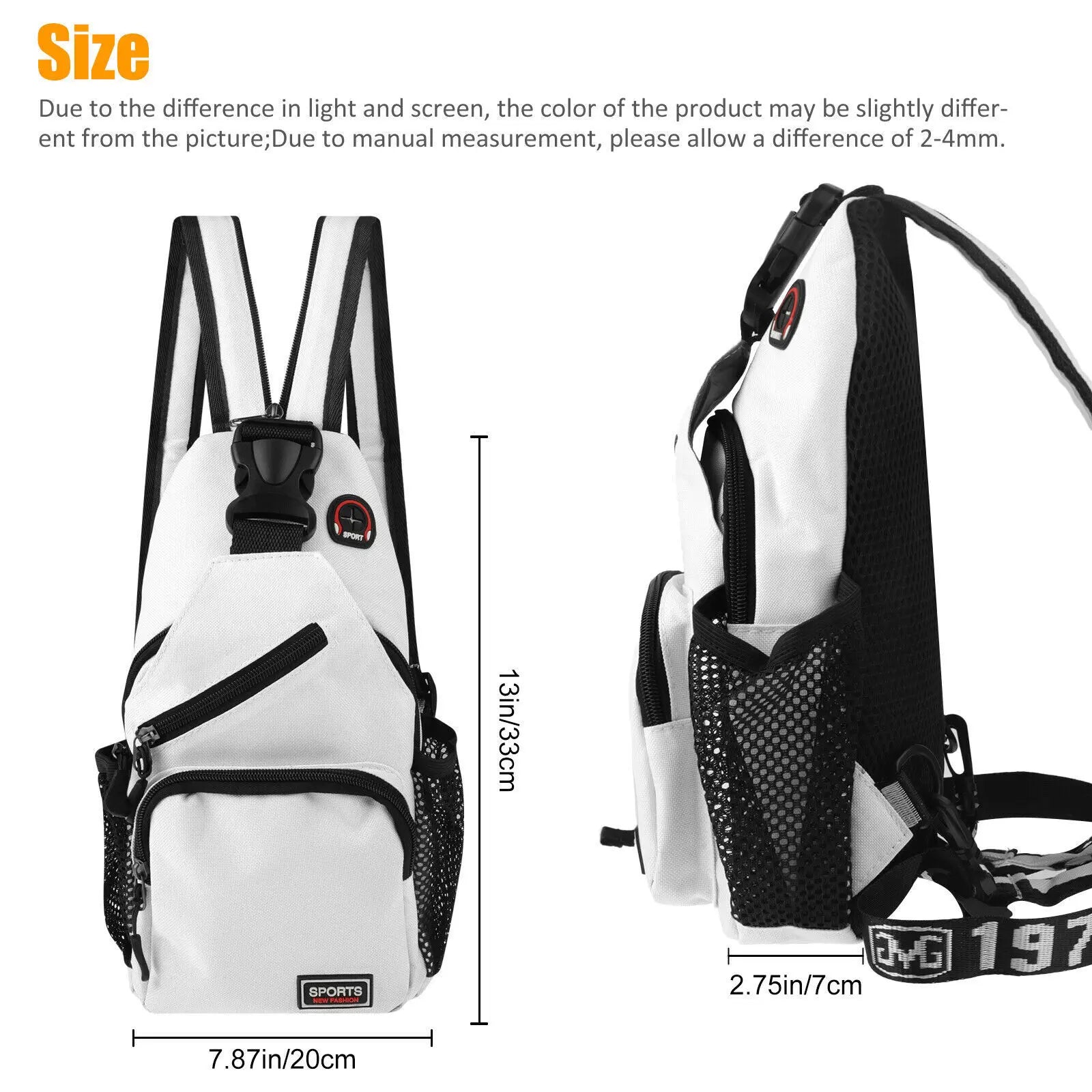 Waterproof Crossbody Chest Pack Sling Backpack for Travel - Unisex Black