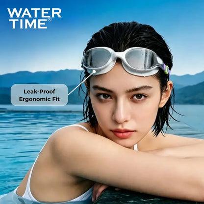 WATERTIME Wide View Adult Swim Goggles with Anti-Fog Technology, Soft Silicone Seal, and Adjustable Strap