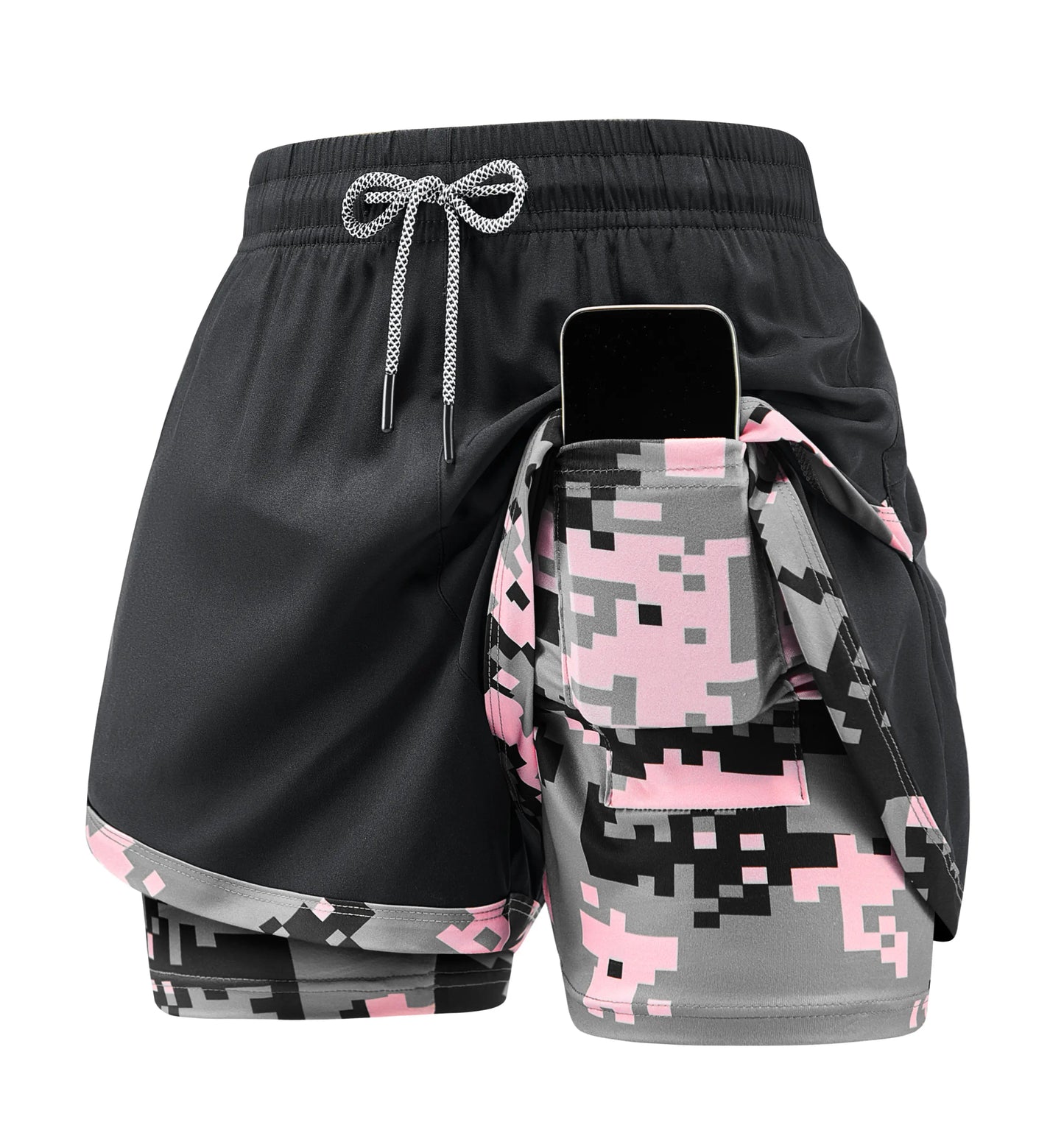 4-Pack Women's 2-in-1 Camouflage Running Shorts - Quick-Drying, Anti-Chafing Sportswear for Gym, Yoga, and Outdoor Activities