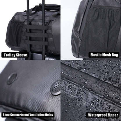 Multi-Functional 40L Travel Sports Duffel Backpack - Waterproof, Insulated Front Pocket, Ventilated Shoe Compartment, Lightweight Design for Camping, Hiking, and Travel