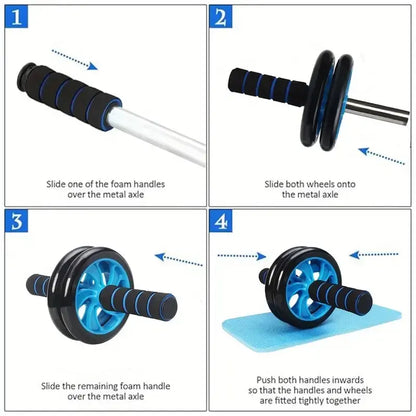 Double Wheel Abs Roller - Silent Dual-Wheel Core Trainer for Abdominal Strength and Waist Conditioning, Compact Home Fitness Equipment Ideal for Core Workouts, Perfect Father's Day Gift