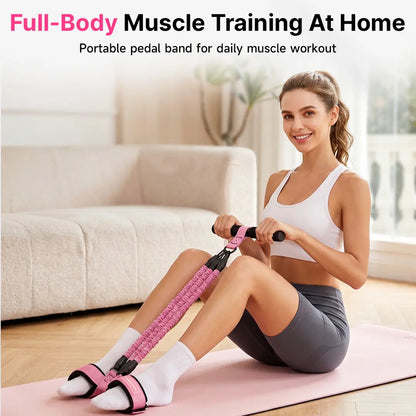 MANUEKLEAR Enhanced Multifunctional 3-Tube Pedal Resistance Bands with Adjustable Tension Handles for Comprehensive ABS, Waist, Arm, and Leg Training - Home Workout Equipment for Women