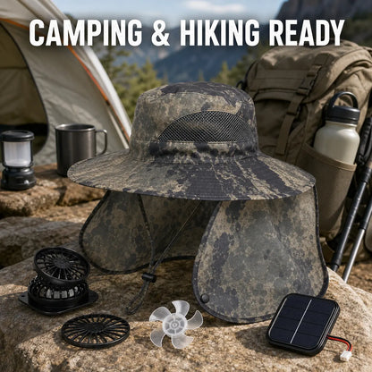 Modular Solar-Powered Cooling Hat with Built-In Rechargeable Fan - Lightweight Waterproof Sunshade Cap for Outdoor Activities and Sports Events
