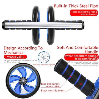 Double Wheel Abs Roller - Silent Dual-Wheel Core Trainer for Abdominal Strength and Waist Conditioning, Compact Home Fitness Equipment Ideal for Core Workouts, Perfect Father's Day Gift