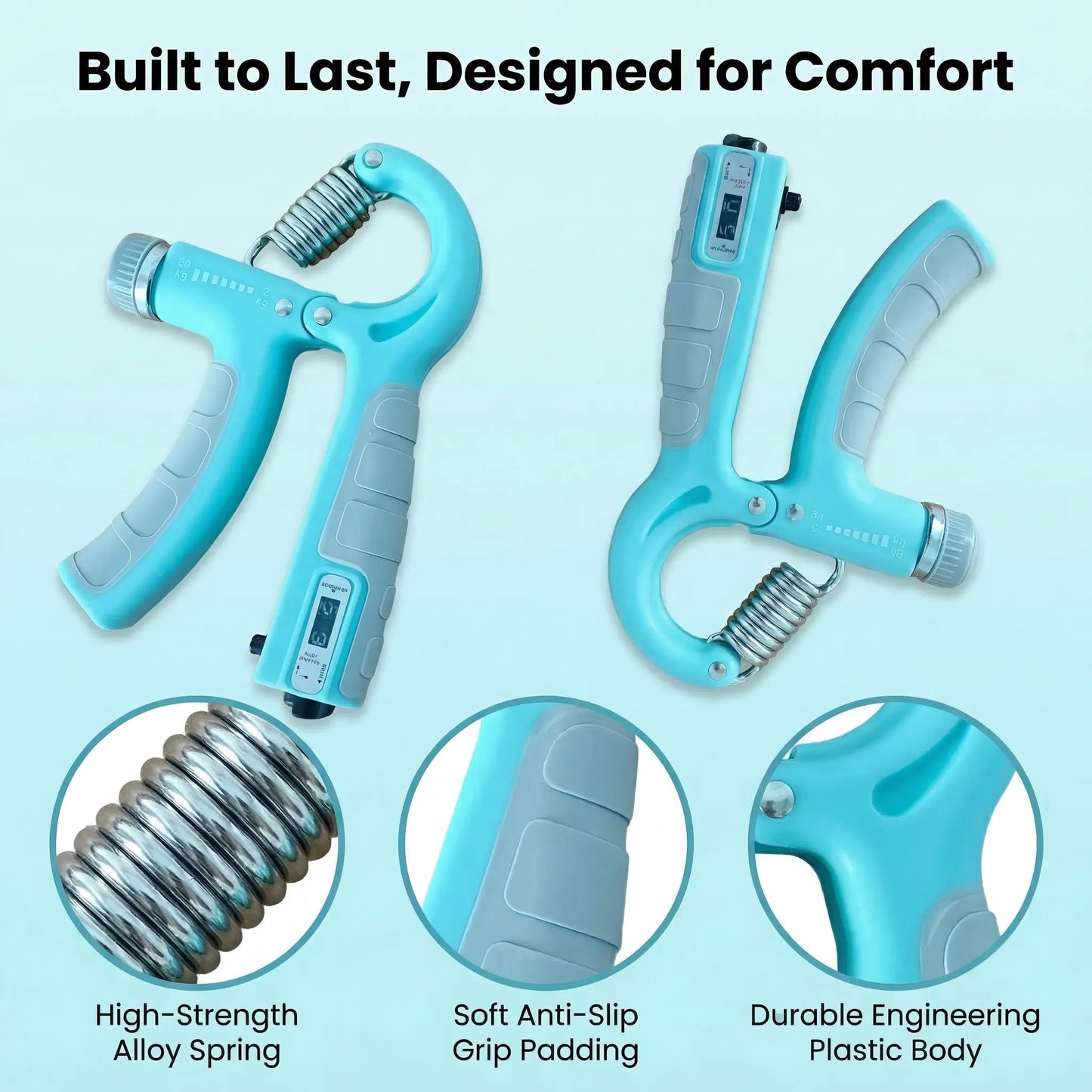 Adjustable Resistance Grip Strength Trainer (11-132 Lbs / 5-60 Kg) - 2-Pack Forearm and Hand Exerciser for Muscle Development, Injury Rehabilitation, and Office Relaxation