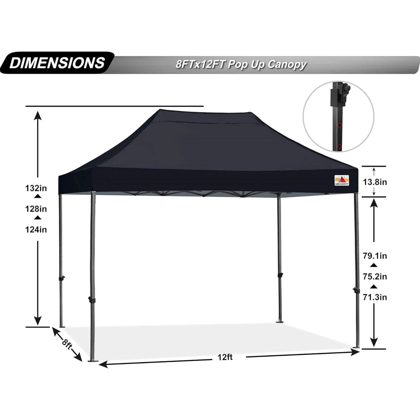 ABCCANOPY Commercial-Series Heavy-Duty 8x12 Patio Pop-Up Canopy Tent