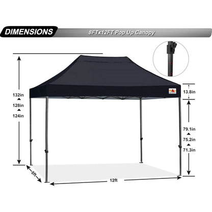 ABCCANOPY Commercial-Series Heavy-Duty 8x12 Patio Pop-Up Canopy Tent