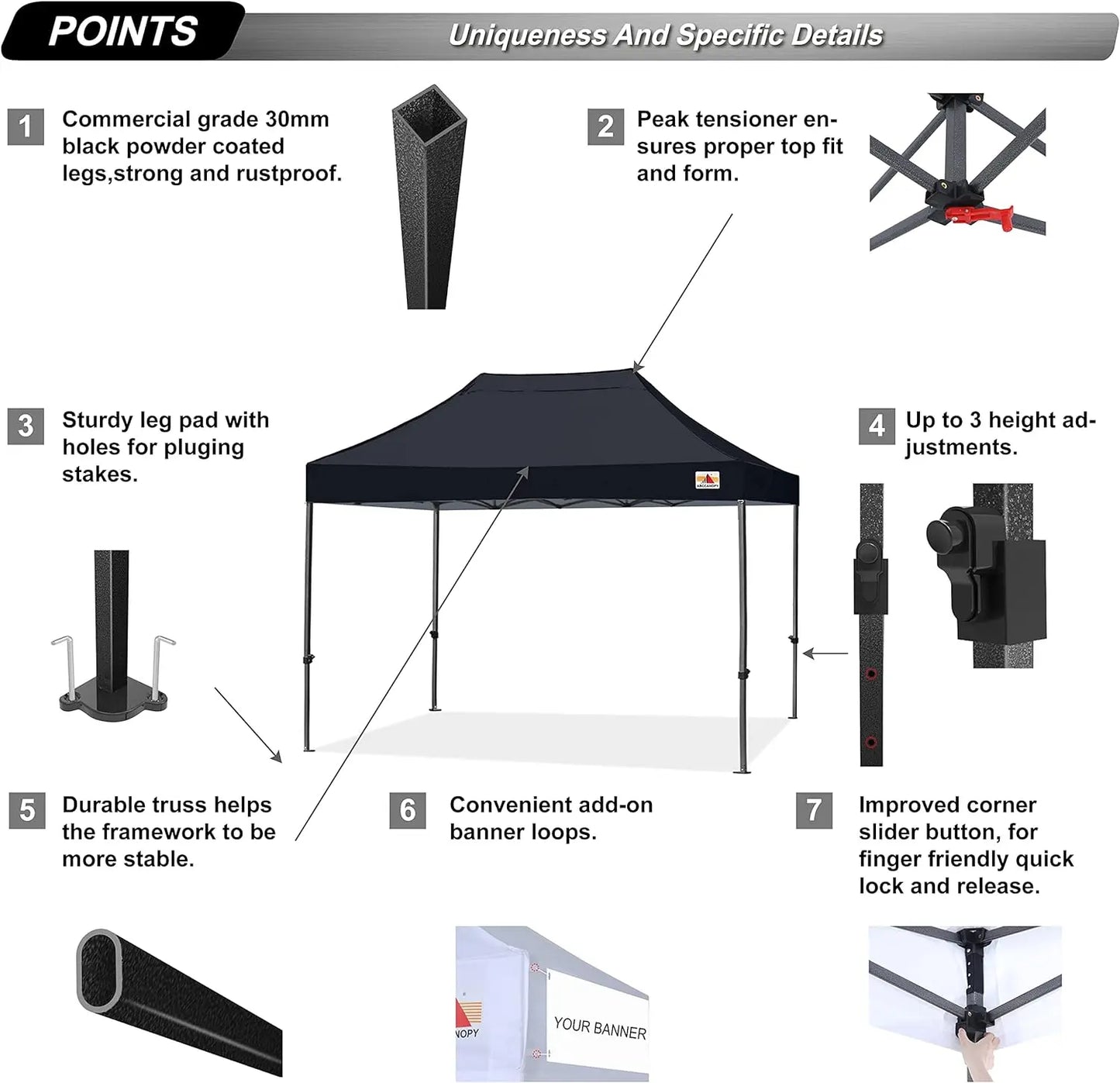 ABCCANOPY Commercial-Series Heavy-Duty 8x12 Patio Pop-Up Canopy Tent
