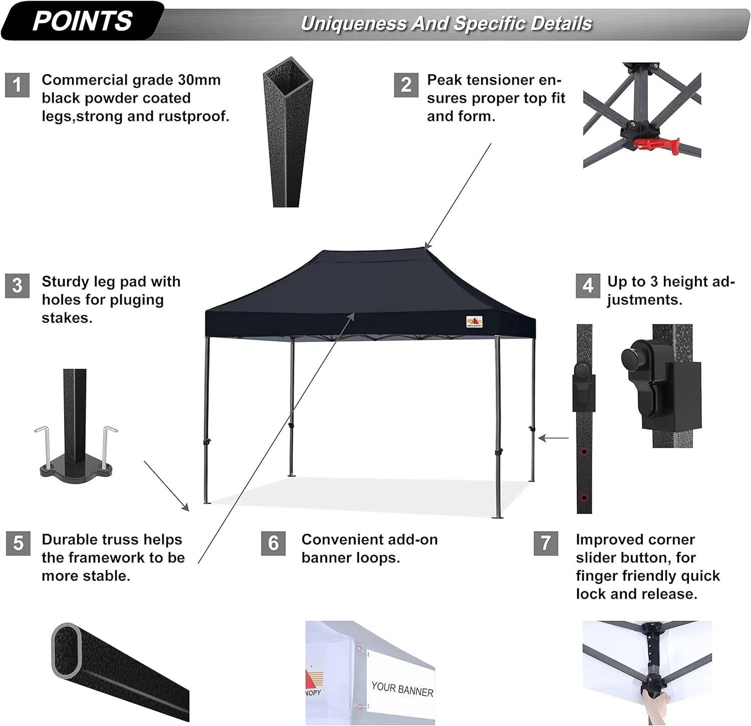 ABCCANOPY Commercial-Series Heavy-Duty 8x12 Patio Pop-Up Canopy Tent