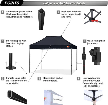 ABCCANOPY Commercial-Series Heavy-Duty 8x12 Patio Pop-Up Canopy Tent