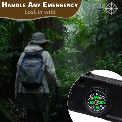 5-in-1 Multifunctional Disposable Paracord Bracelet - Fire Starter, Whistle, Compass, Mini Saw - Essential Outdoor Survival Gear for Hiking and Bushcraft Camping