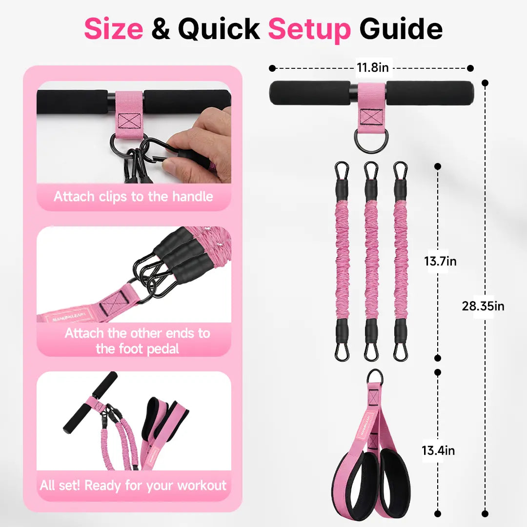MANUEKLEAR Enhanced Multifunctional 3-Tube Pedal Resistance Bands with Adjustable Tension Handles for Comprehensive ABS, Waist, Arm, and Leg Training - Home Workout Equipment for Women