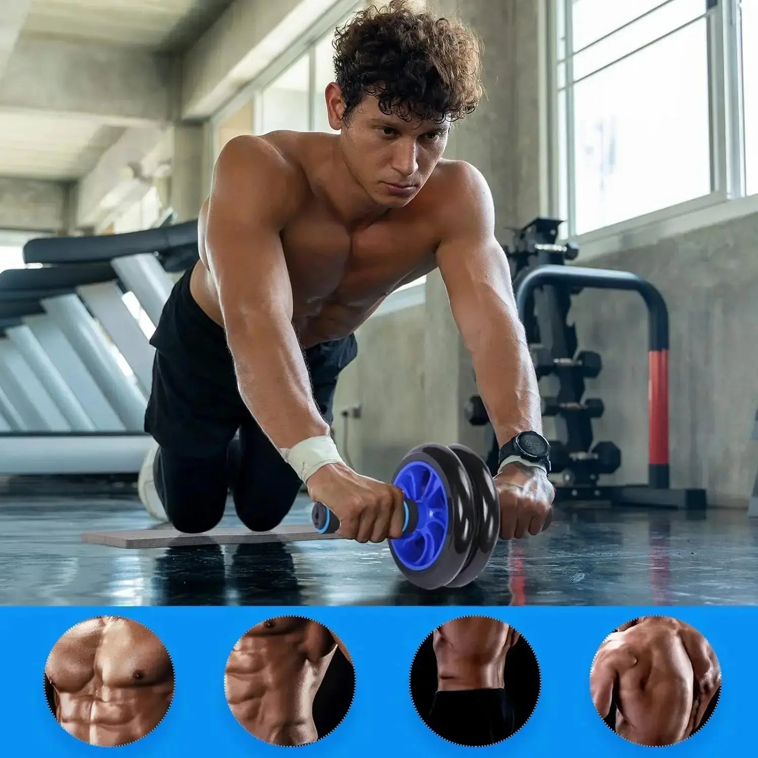 Double Wheel Abs Roller - Silent Dual-Wheel Core Trainer for Abdominal Strength and Waist Conditioning, Compact Home Fitness Equipment Ideal for Core Workouts, Perfect Father's Day Gift