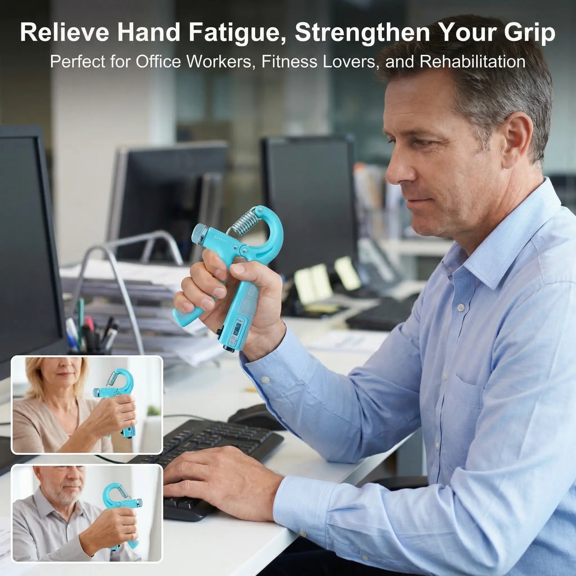 Adjustable Resistance Grip Strength Trainer (11-132 Lbs / 5-60 Kg) - 2-Pack Forearm and Hand Exerciser for Muscle Development, Injury Rehabilitation, and Office Relaxation