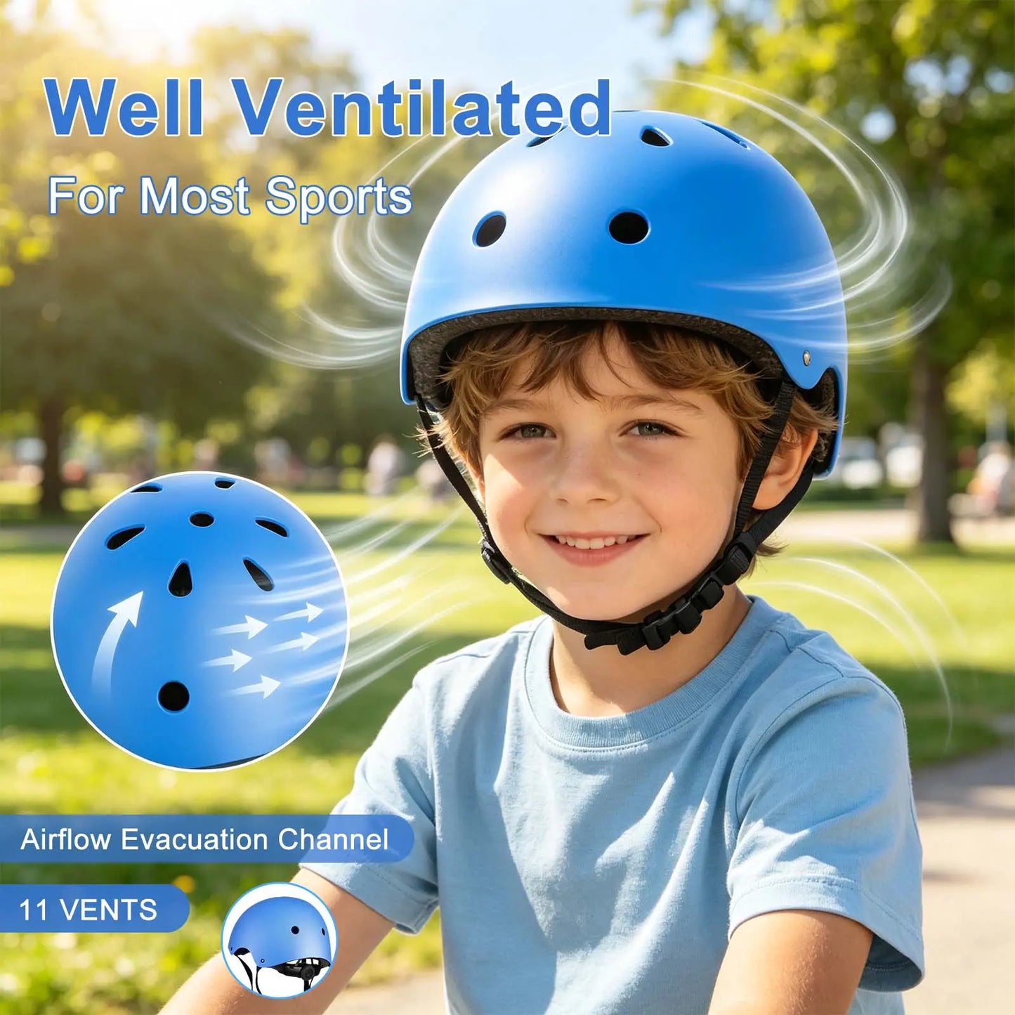 7-Piece Youth Protective Gear Set - Adjustable Helmet with Knee, Elbow, and Wrist Pads for Skateboarding, Biking, and Scootering (Ages 6-12)