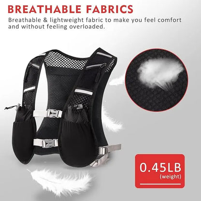Hydration Vest Backpack for Men and Women - Breathable Mesh and Neoprene Design with 7 Pockets, Adjustable Fit, and Reflective Features for Hiking, Cycling, and Outdoor Activities