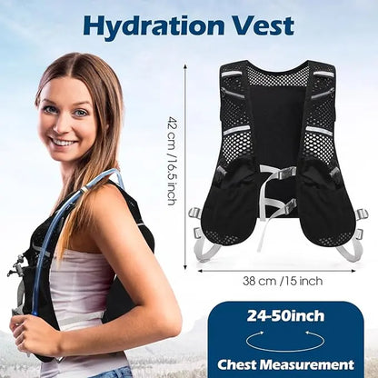 Hydration Vest Backpack for Men and Women - Breathable Mesh and Neoprene Design with 7 Pockets, Adjustable Fit, and Reflective Features for Hiking, Cycling, and Outdoor Activities