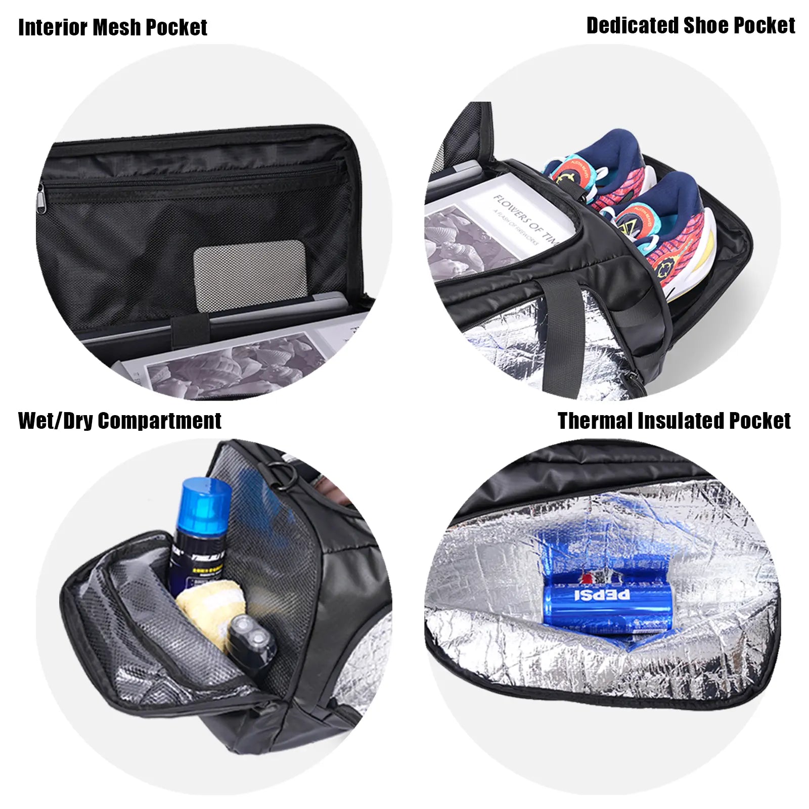 Multi-Functional 40L Travel Sports Duffel Backpack - Waterproof, Insulated Front Pocket, Ventilated Shoe Compartment, Lightweight Design for Camping, Hiking, and Travel