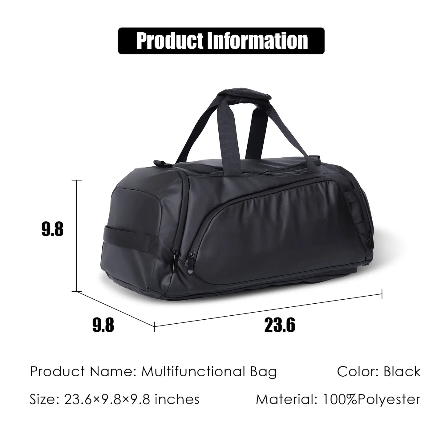 Multi-Functional 40L Travel Sports Duffel Backpack - Waterproof, Insulated Front Pocket, Ventilated Shoe Compartment, Lightweight Design for Camping, Hiking, and Travel