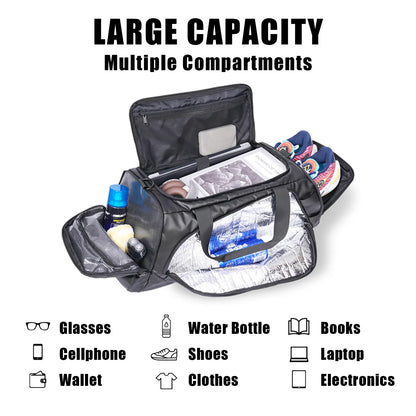 Multi-Functional 40L Travel Sports Duffel Backpack - Waterproof, Insulated Front Pocket, Ventilated Shoe Compartment, Lightweight Design for Camping, Hiking, and Travel