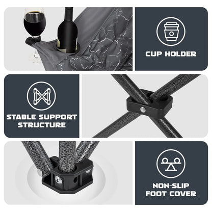 Kingcamp Oversized Double Camping Chair for Adults, Folding Padded Loveseat with Cup and Wine Glass Holders, Supports 440 lbs, Adjustable Portable Outdoor Couch