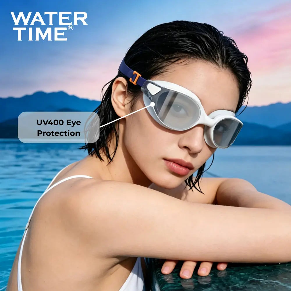 WATERTIME Wide View Adult Swim Goggles with Anti-Fog Technology, Soft Silicone Seal, and Adjustable Strap