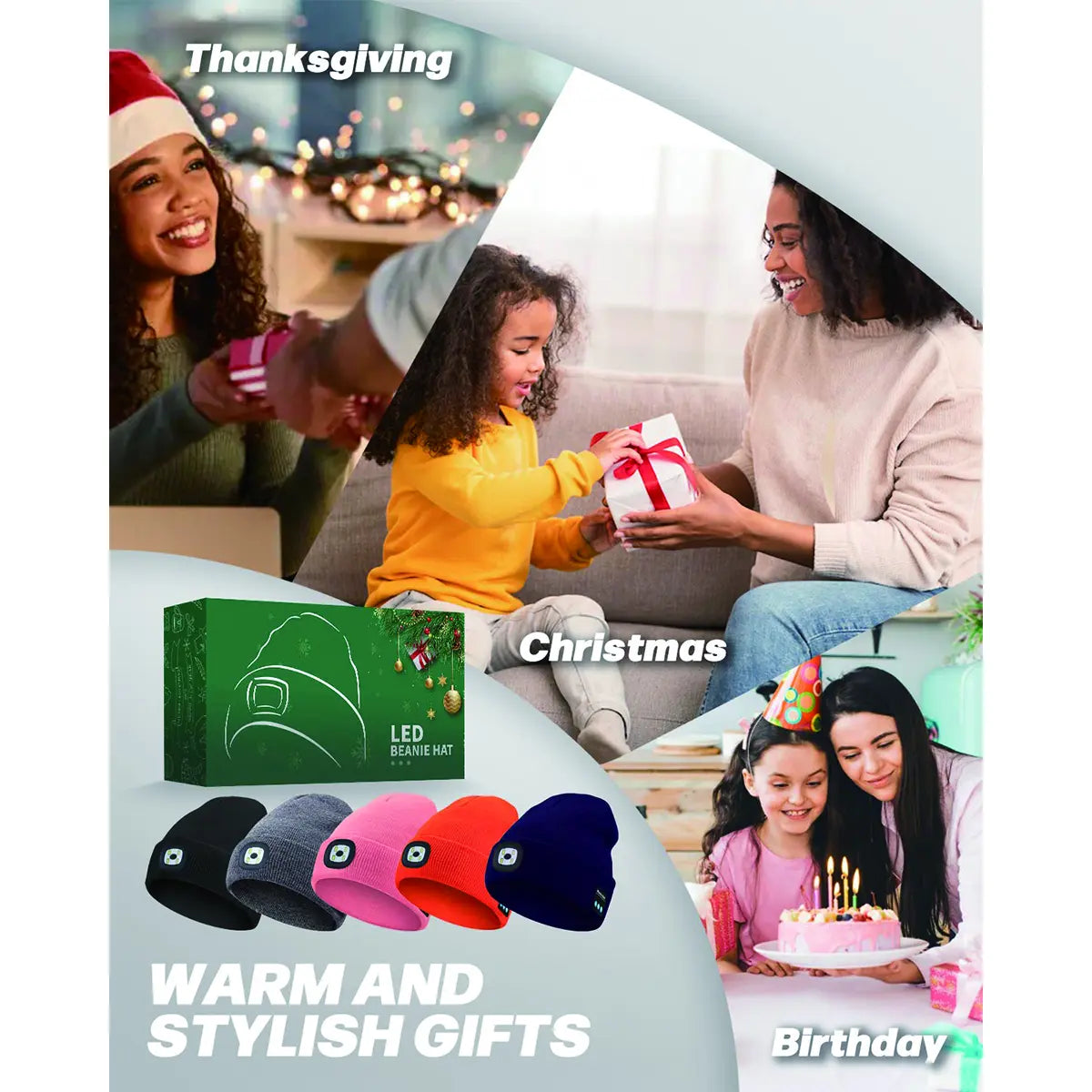 Bluetooth Beanie Hat with LED Headlight and Removable Speakers - USB Rechargeable Knit Winter Accessory for Music, Calls, and Outdoor Activities