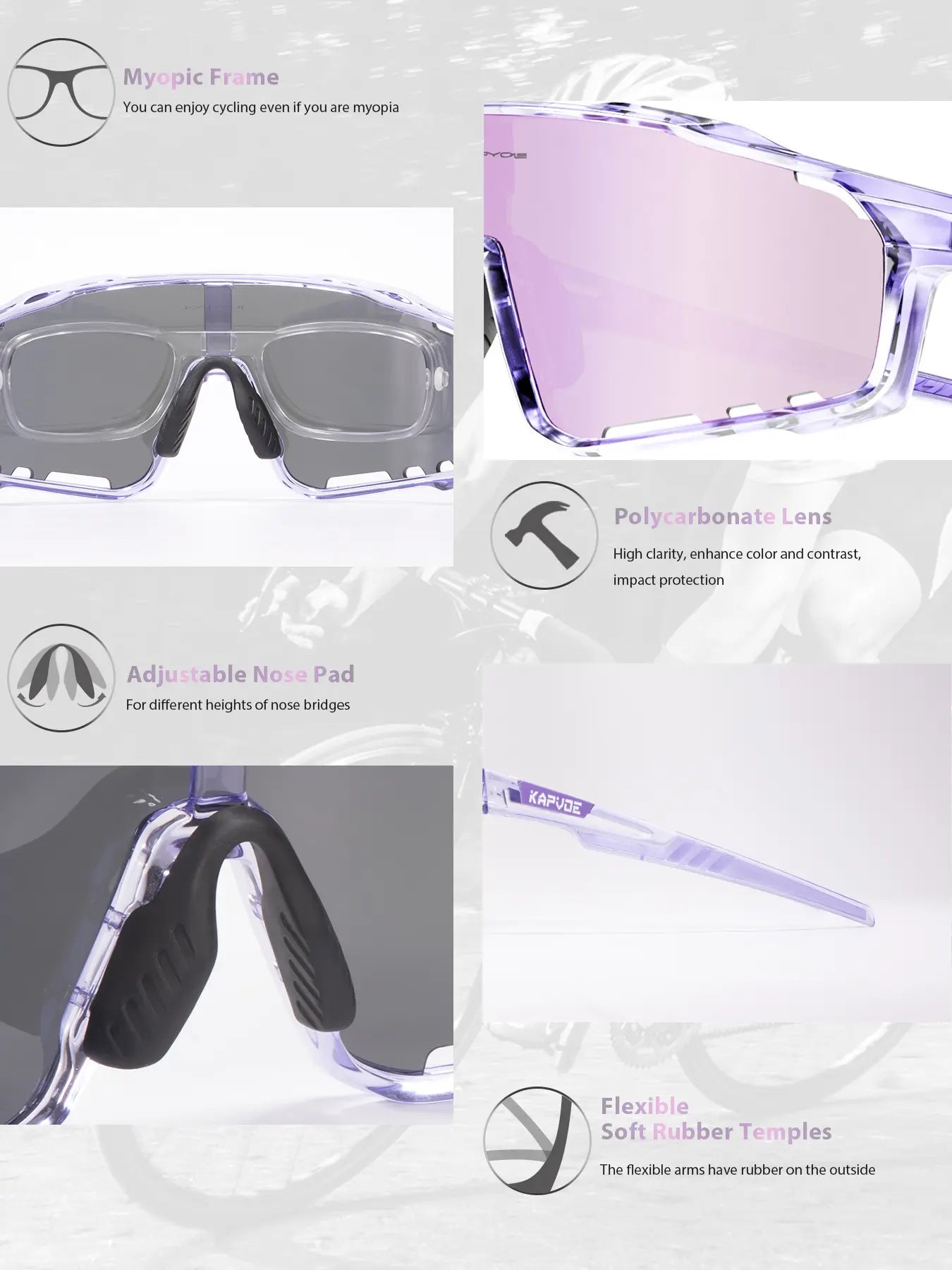 KAPVOE Fashion Sports Eyewear for Outdoor Activities – Unisex Cycling and Hiking Glasses
