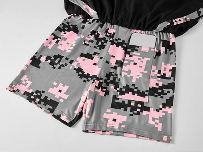 4-Pack Women's 2-in-1 Camouflage Running Shorts - Quick-Drying, Anti-Chafing Sportswear for Gym, Yoga, and Outdoor Activities