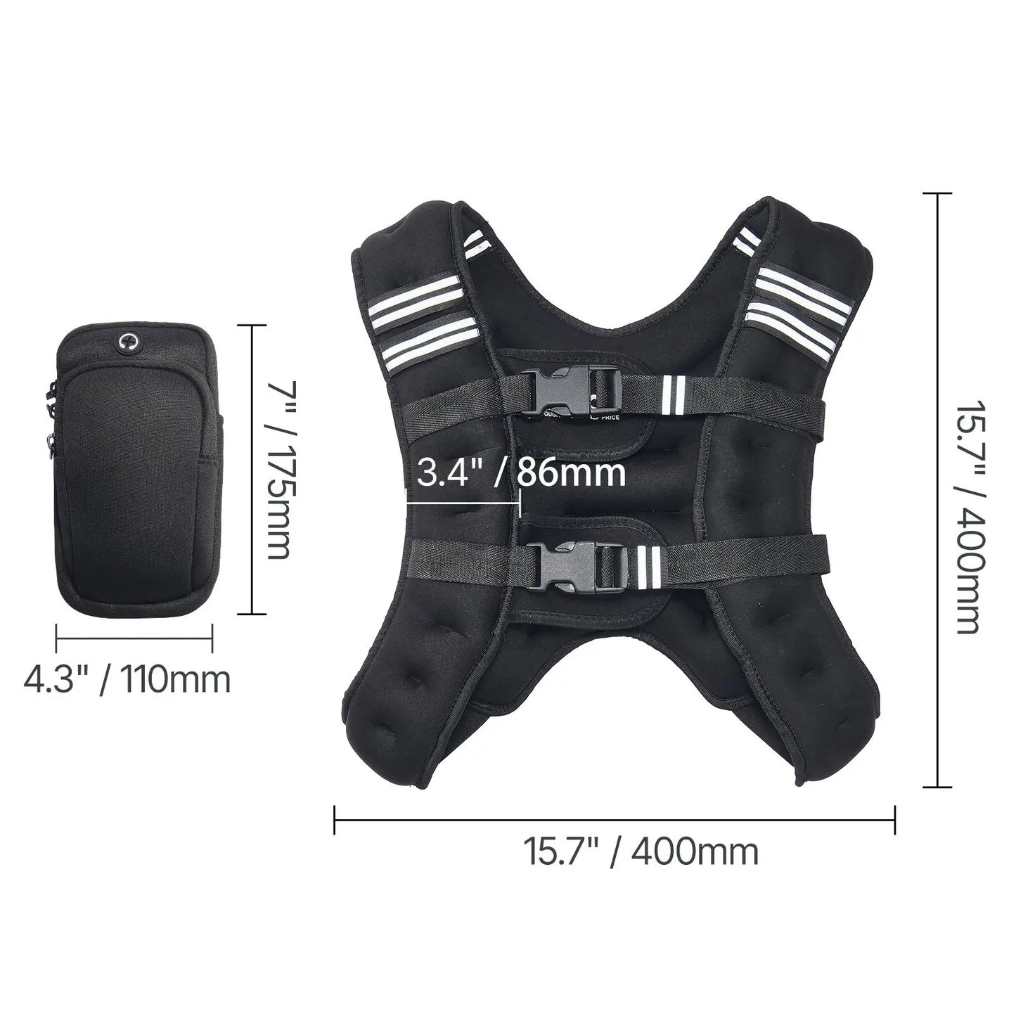 Vevor 12 lbs Weighted Vest with Reflective Stripe - Adjustable Body Weight Vest for Men and Women, Ideal for Strength Training, Running, Jogging, and Fitness Enhancement