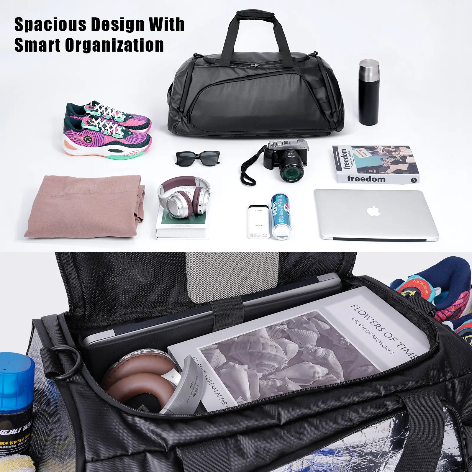 Multi-Functional 40L Travel Sports Duffel Backpack - Waterproof, Insulated Front Pocket, Ventilated Shoe Compartment, Lightweight Design for Camping, Hiking, and Travel