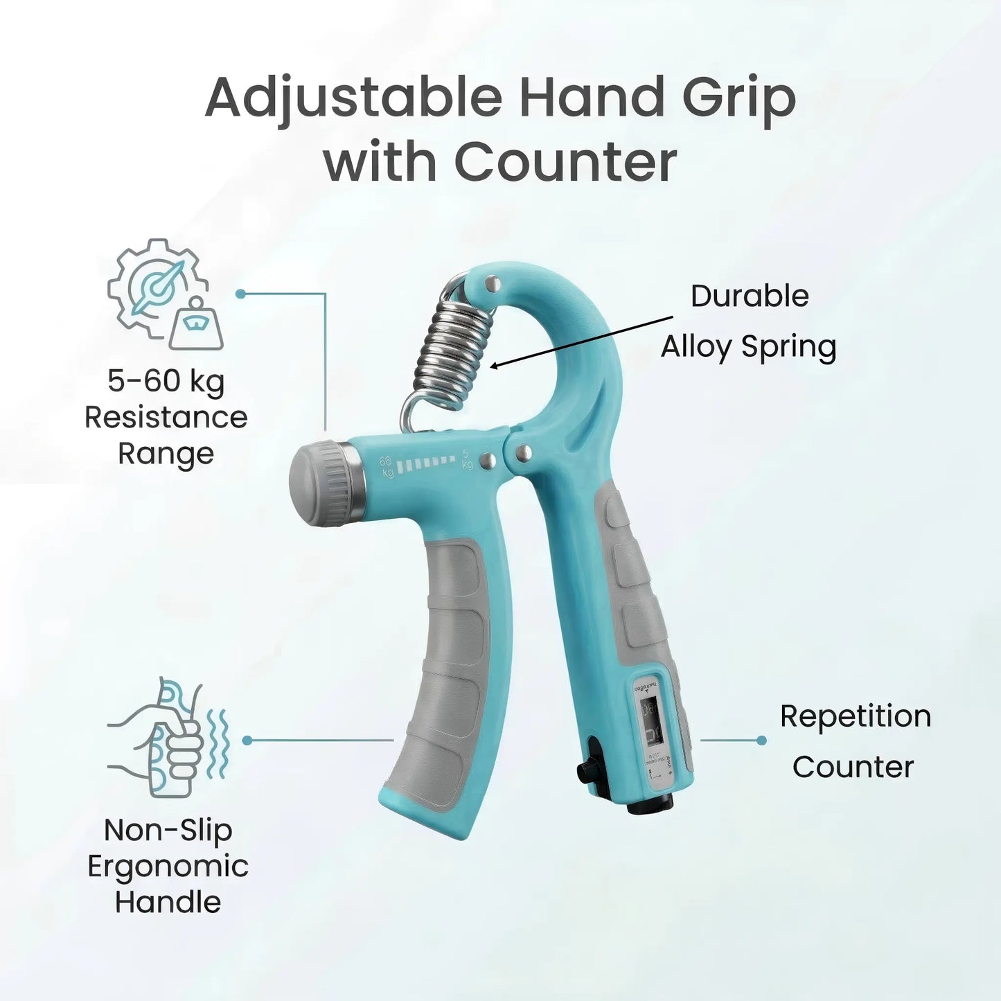Adjustable Resistance Grip Strength Trainer (11-132 Lbs / 5-60 Kg) - 2-Pack Forearm and Hand Exerciser for Muscle Development, Injury Rehabilitation, and Office Relaxation