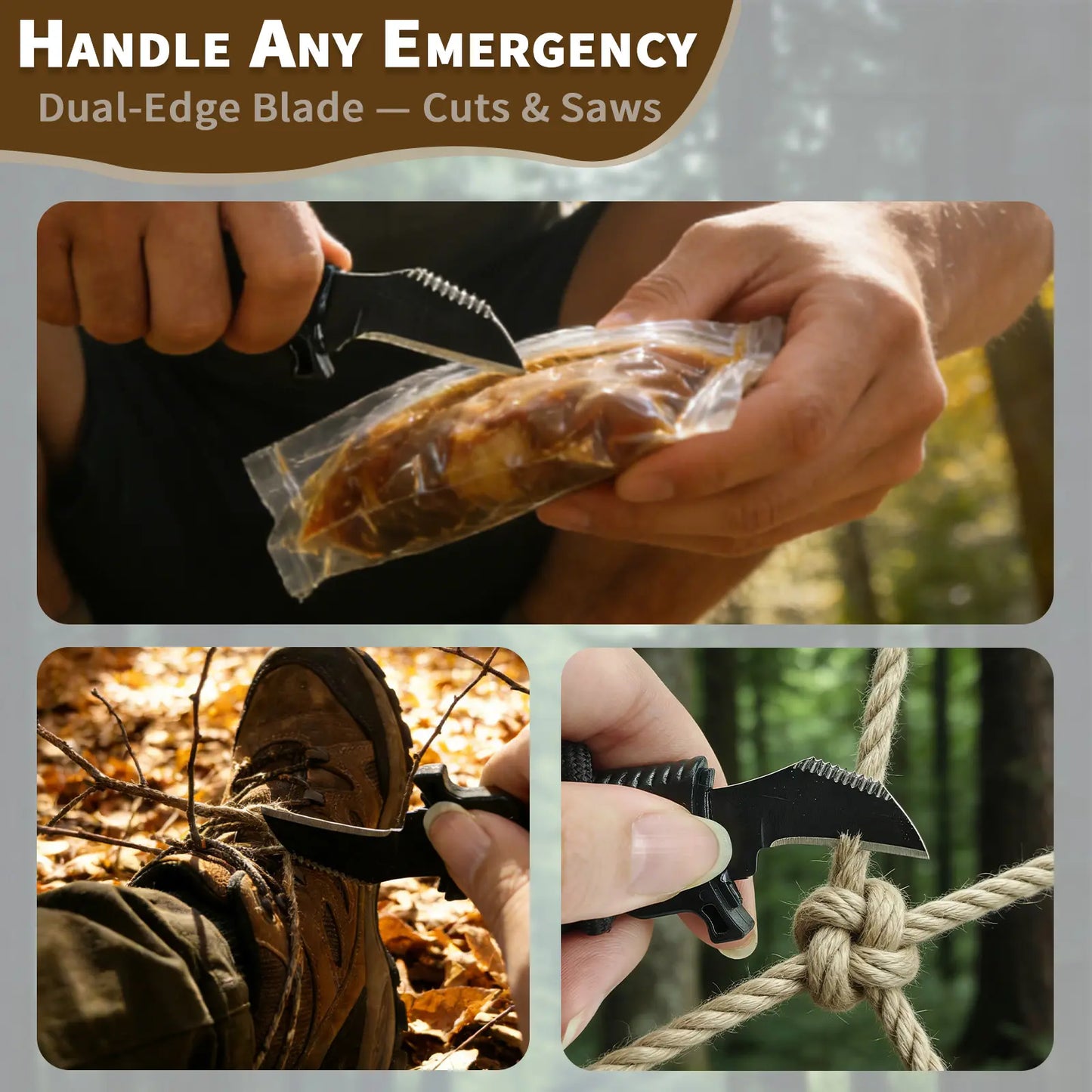 5-in-1 Multifunctional Disposable Paracord Bracelet - Fire Starter, Whistle, Compass, Mini Saw - Essential Outdoor Survival Gear for Hiking and Bushcraft Camping