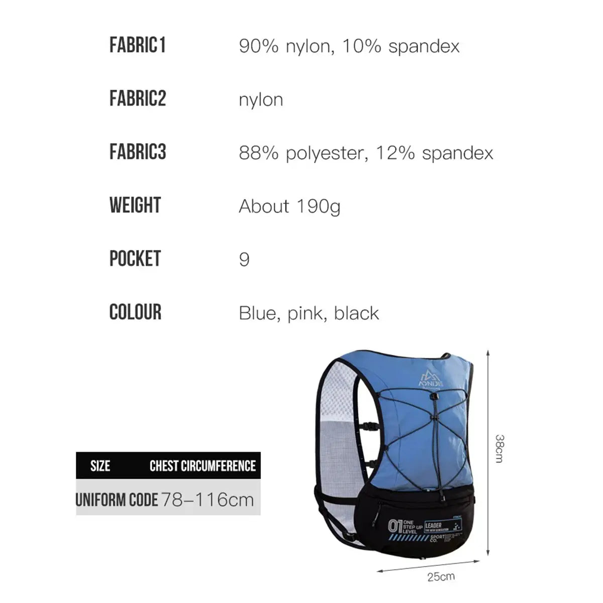 AONIJIE 5L Hydration Running Vest - Multifunctional Water Backpack with Bladder for Trail Running, Sports, and Outdoor Activities for Men and Women