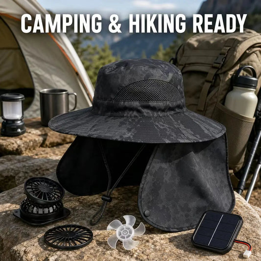 Modular Solar-Powered Cooling Hat with Built-In Rechargeable Fan - Lightweight Waterproof Sunshade Cap for Outdoor Activities and Sports Events